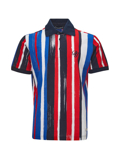 Multicolor 'brushstrokes' Cotton Polo Shirt