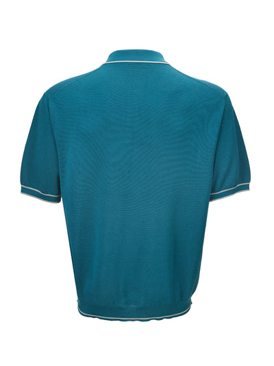 Petrol Blue Knit Polo Shirt