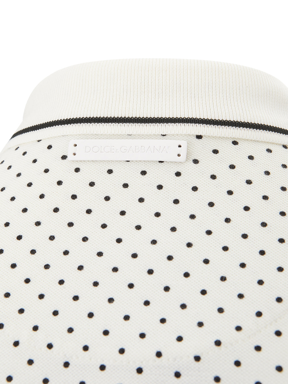 White Polka Dots Cotton Polo Shirt