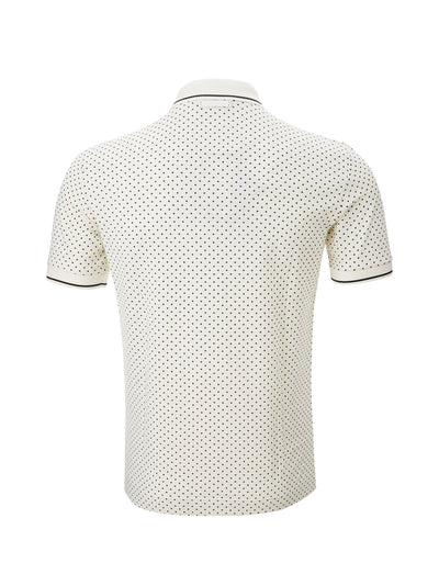 White Polka Dots Cotton Polo Shirt