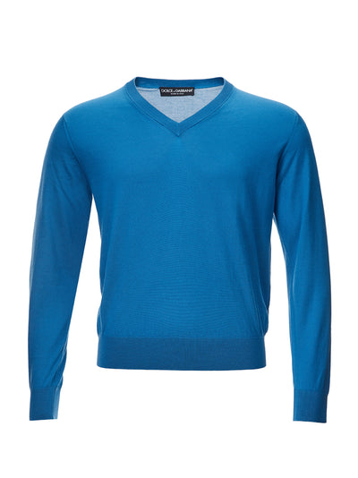 Blu V-Neck Silk Sweater