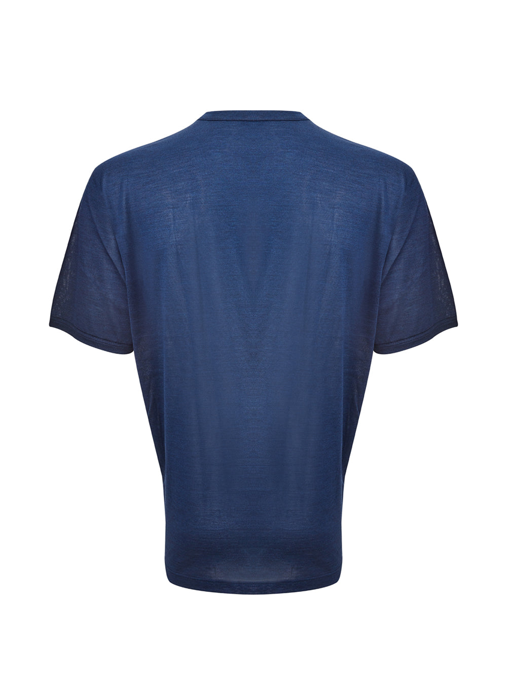 Blue Silk Round Neck T-Shirt