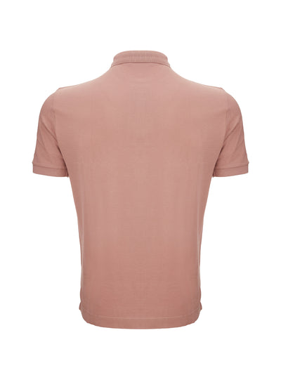 Antique Pink Cotton Polo Shirt with Crown Embroidery