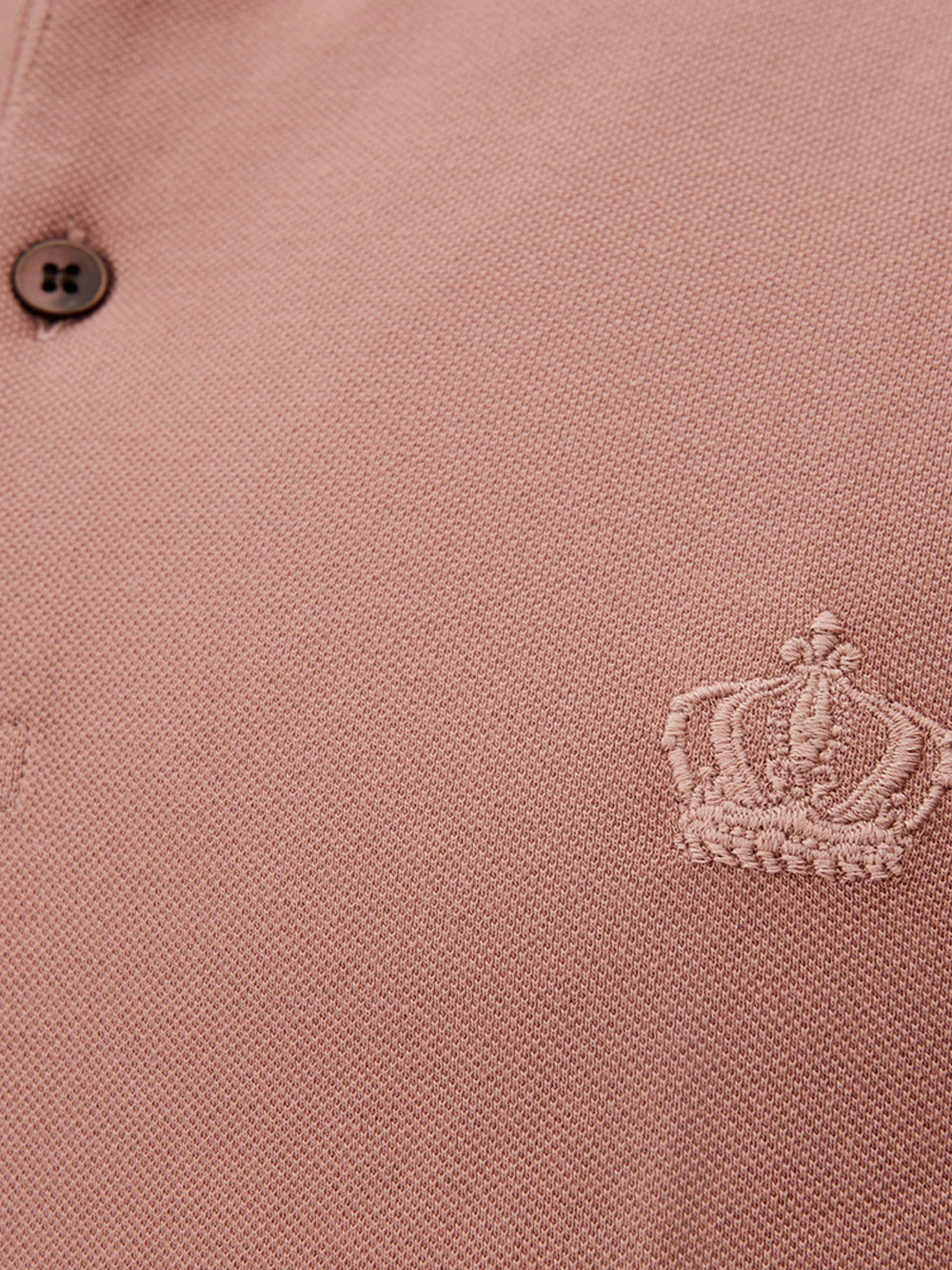 Antique Pink Cotton Polo Shirt with Crown Embroidery