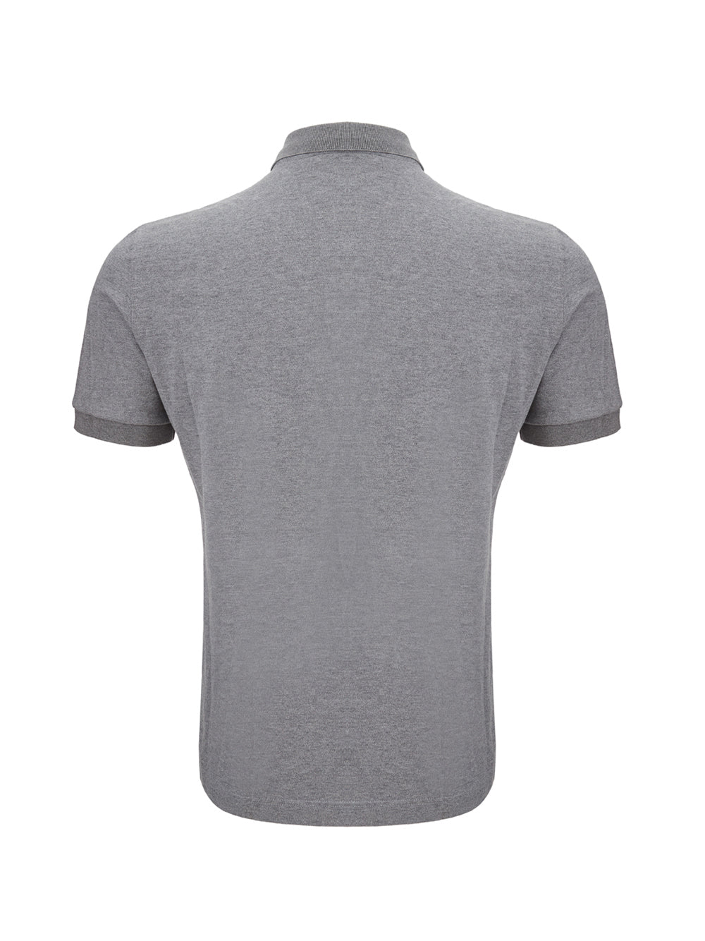 Grey Cotton Polo Shirt with Logo