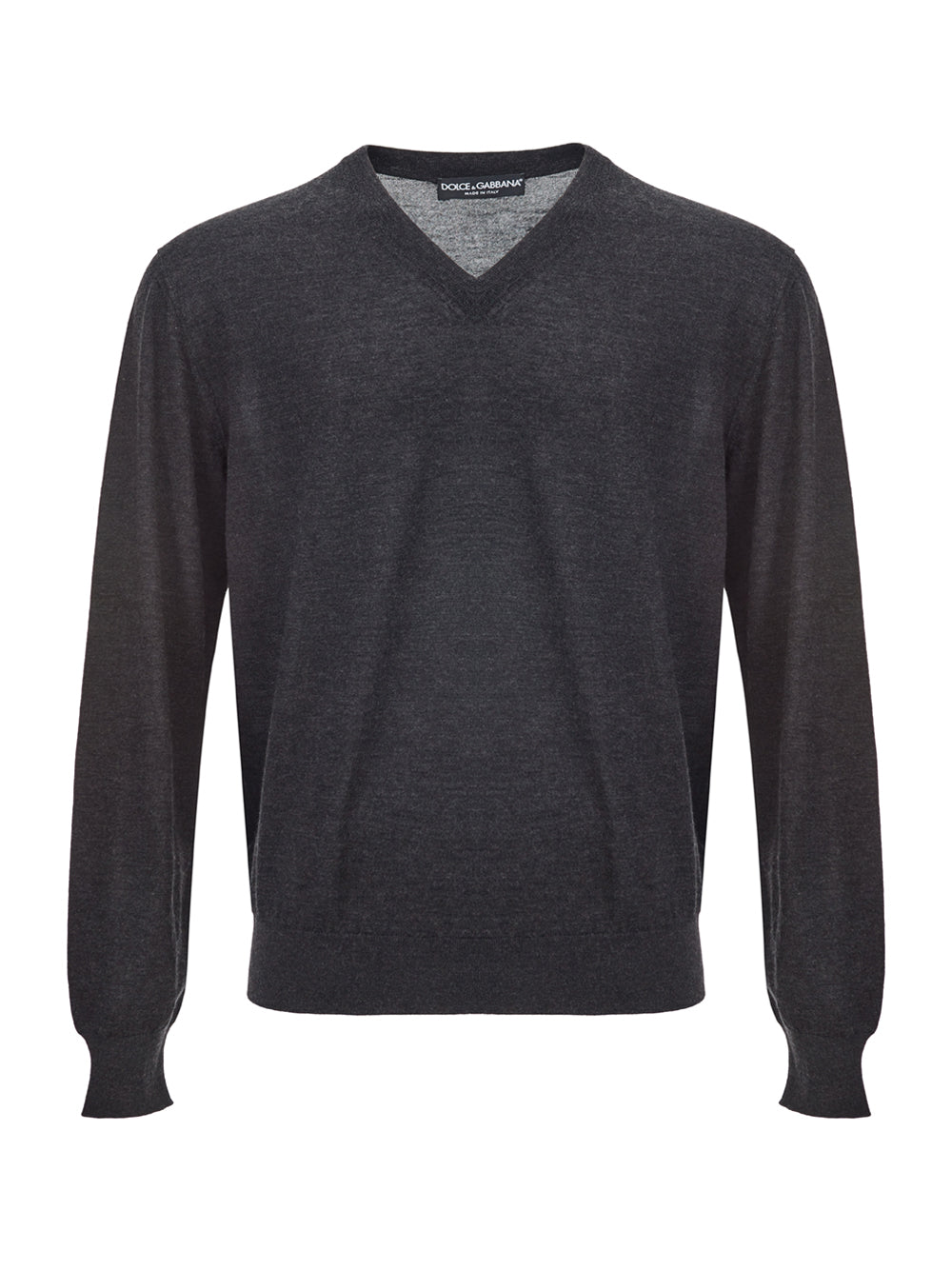 Dark Grey V-Neck Cashmere Sweater