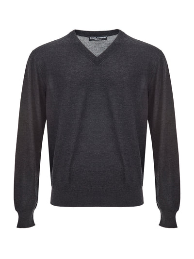 Dark Grey V-Neck Cashmere Sweater