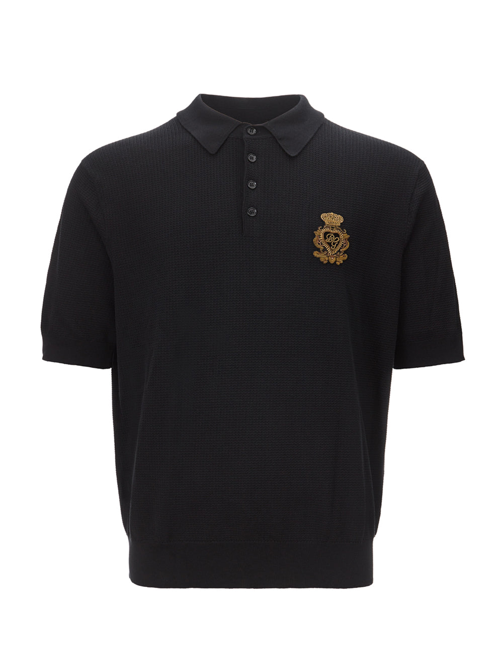 Black Honeycomb Knitwear 'Devotion' Polo Shirt