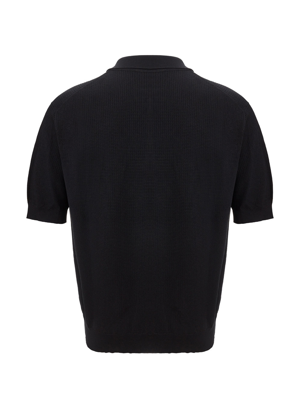 Black Honeycomb Knitwear 'Devotion' Polo Shirt