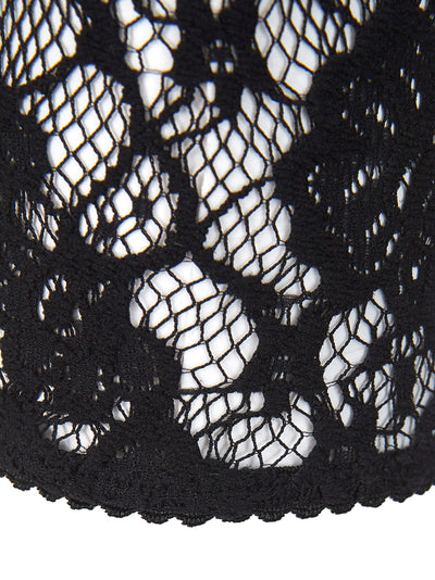 Black Lace Top with Front band with Logo