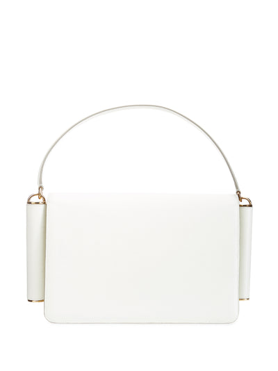 White Leather Shoulder Bag with Maxi Logo