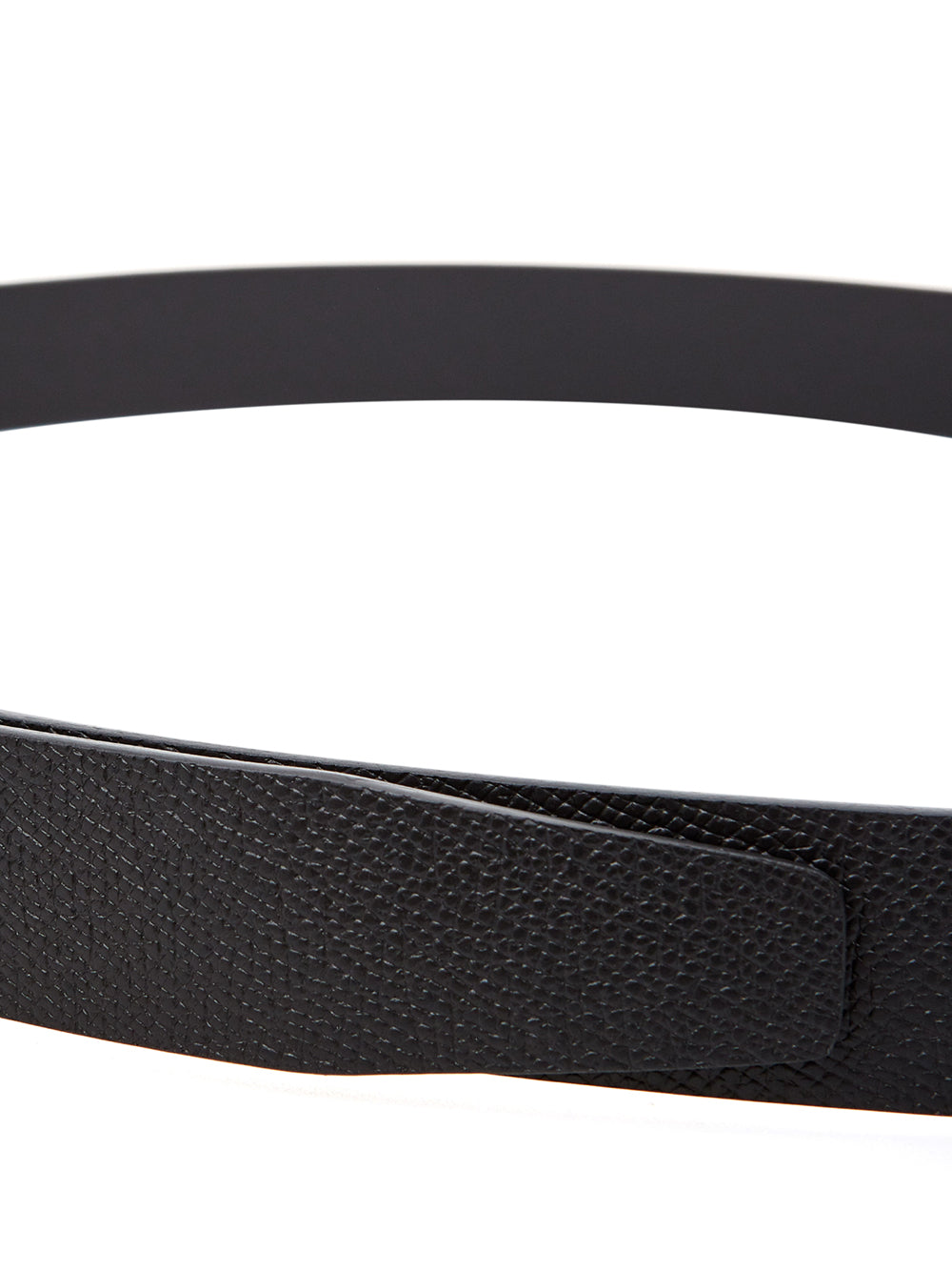 Black Leather Belt with Gold Logo Buckle