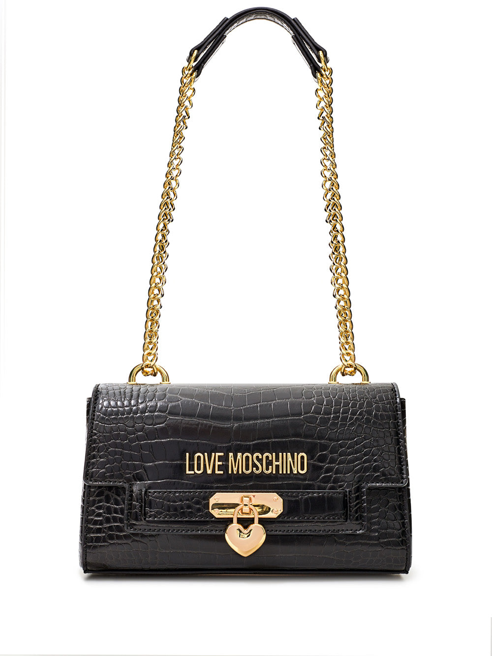 Croco Printed Shoulder Bag with Logo