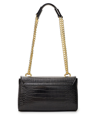 Croco Printed Shoulder Bag with Logo