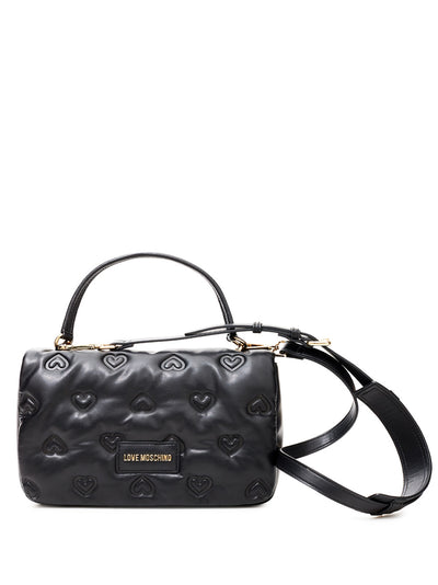 Embossed Hand Black Bag with Logo