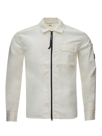 White Cotton Overshirt with Logo