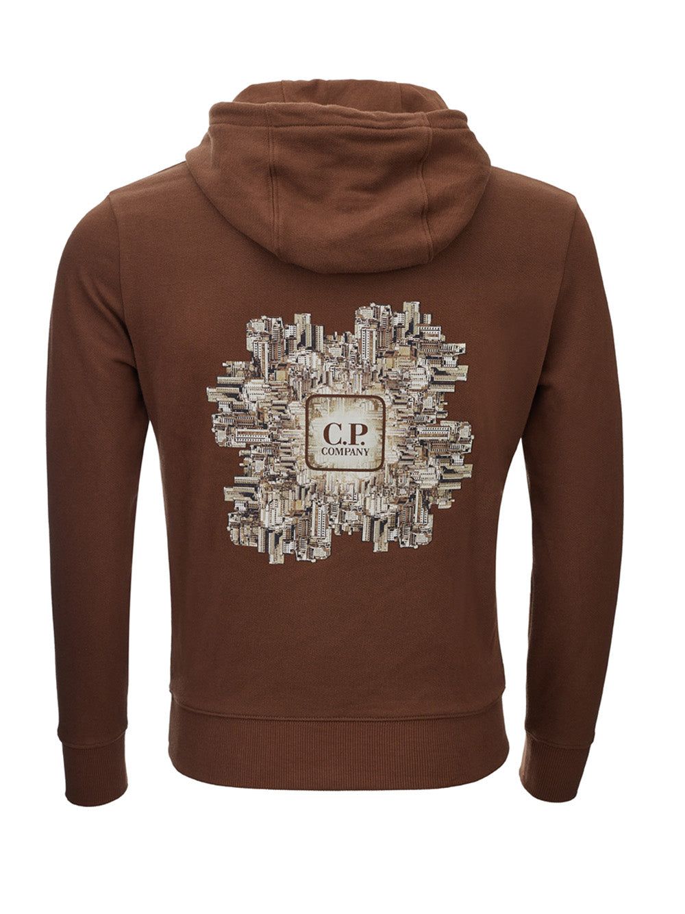 Brown Cotton Hooded Sweatshirt with Logo