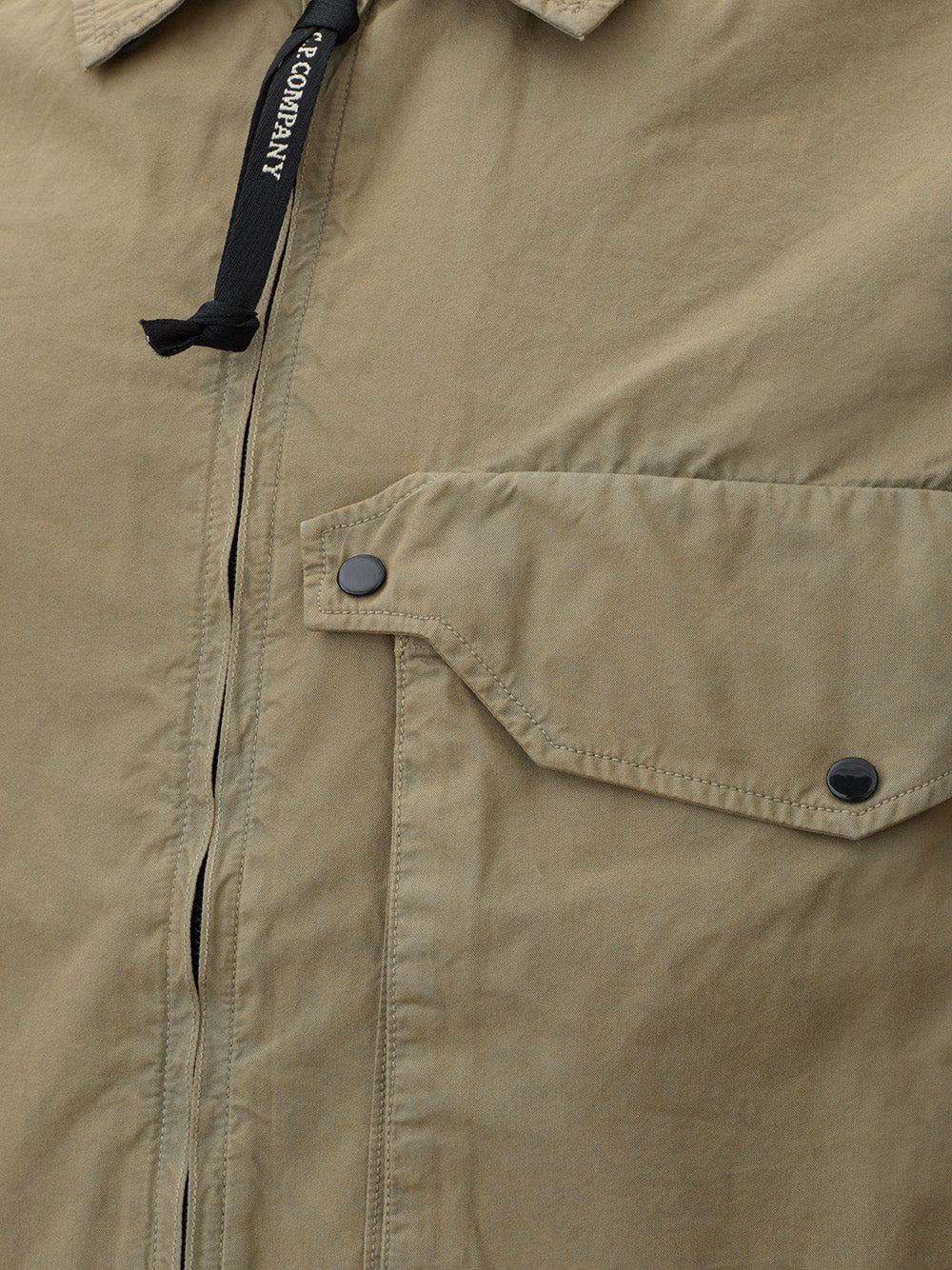 Kaki Cotton Overshirt with Logo