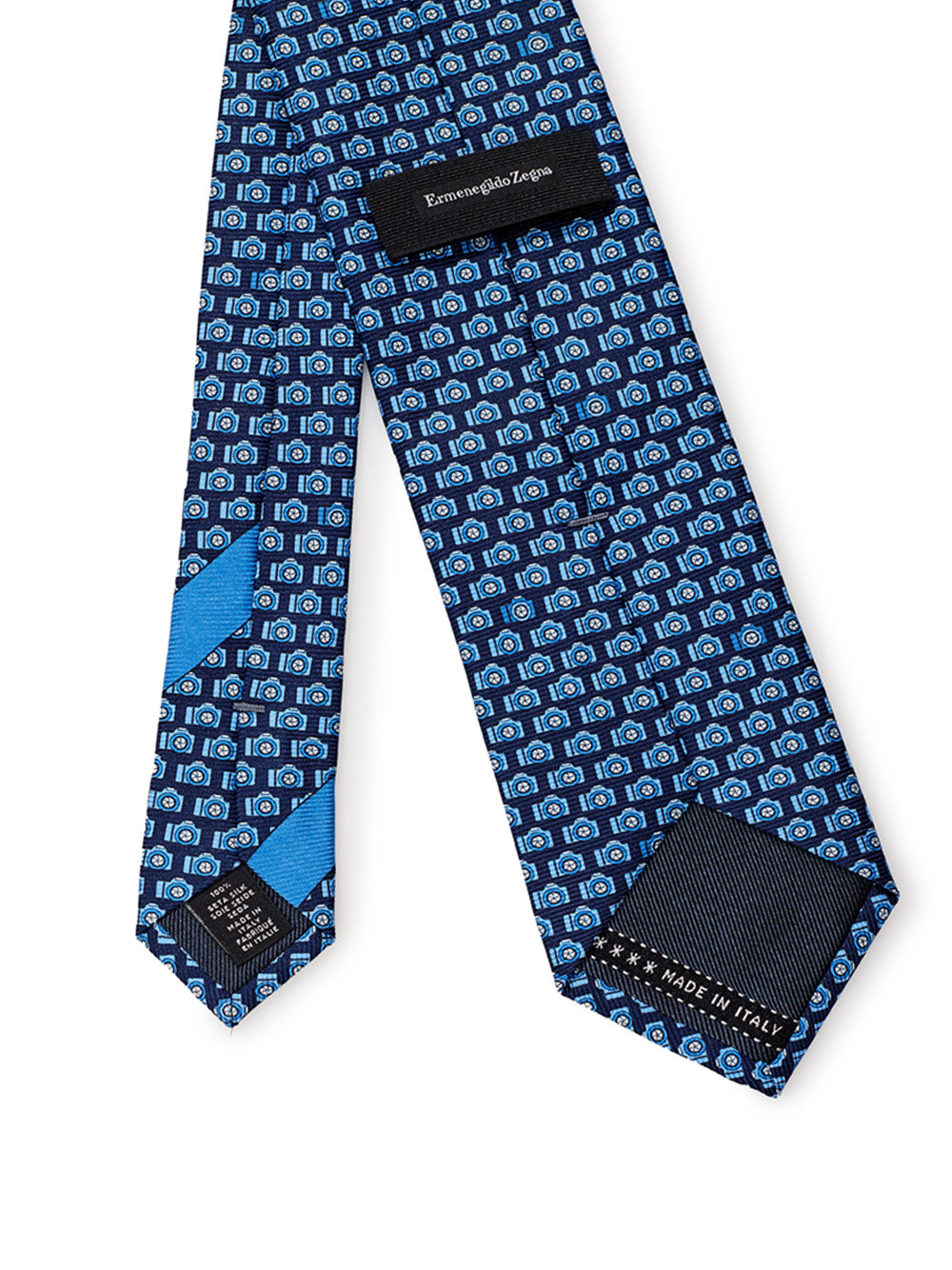 Printed Blue Silk Tie