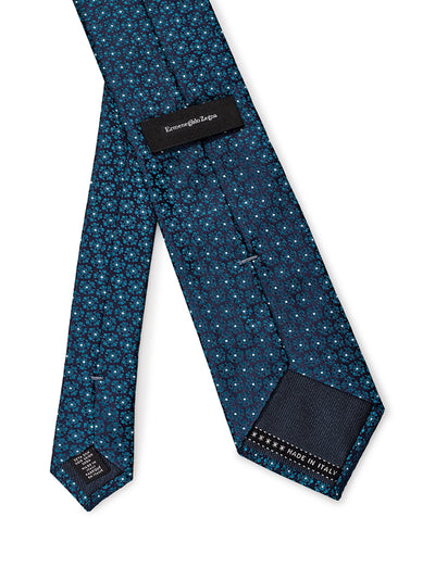 Oil Blue Printed Silk Tie