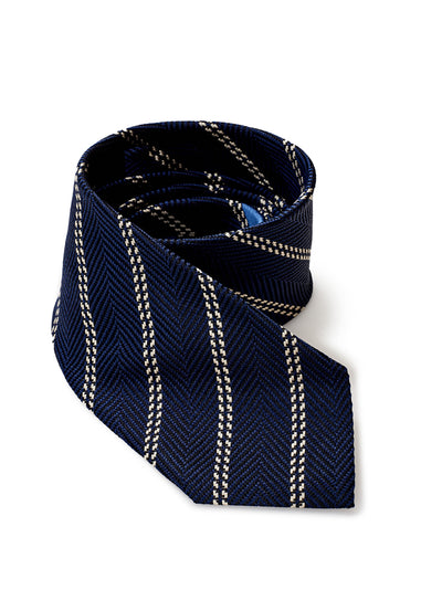 Blue Silk Tie with Oblique Print