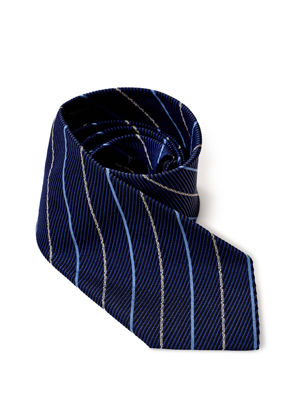 Blue Silk Tie with Oblique Print