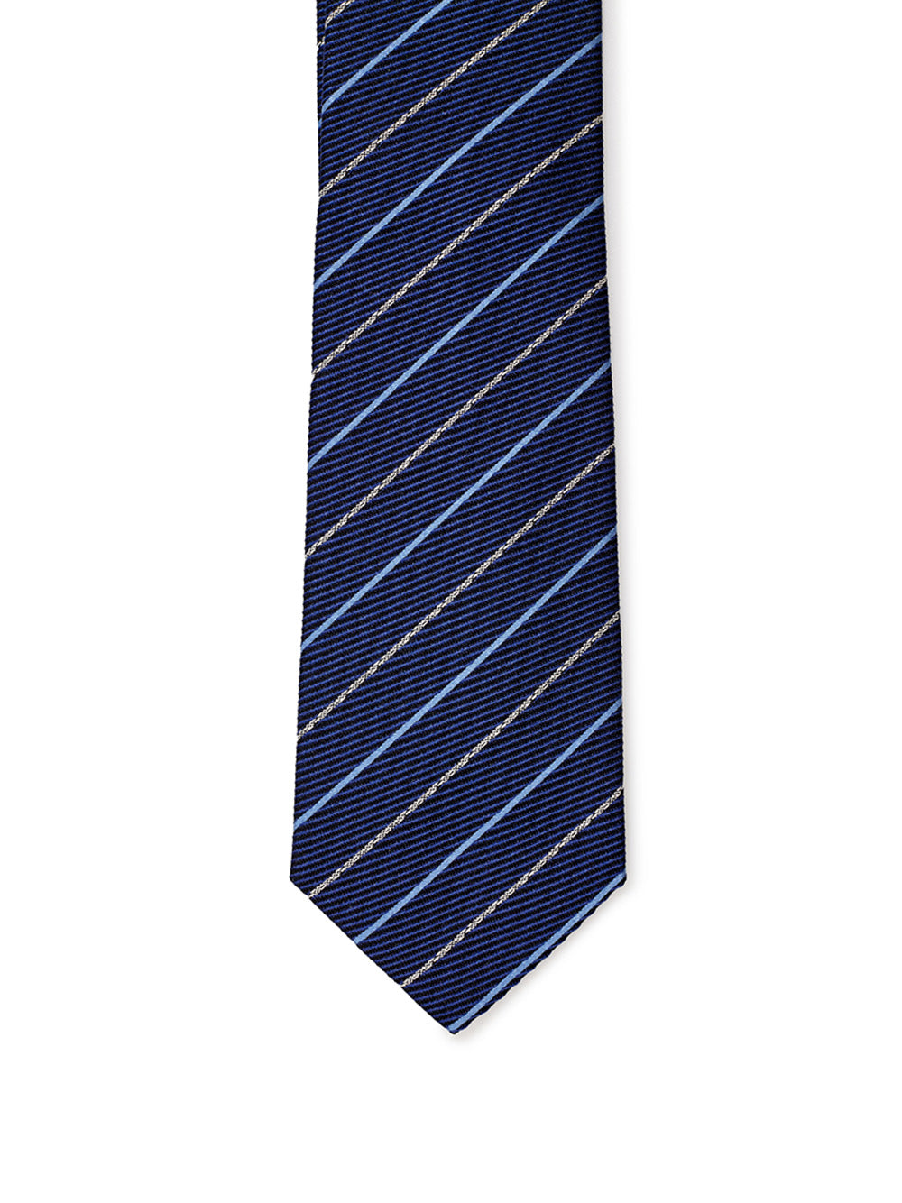 Blue Silk Tie with Oblique Print