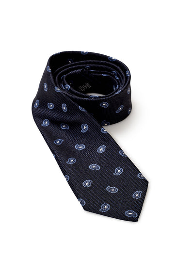 Blu Silk Tie with Print