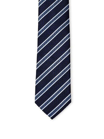 Blu Silk Tie with Oblique Print