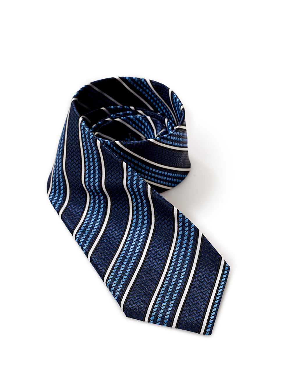 Blu Silk Tie with oblique print