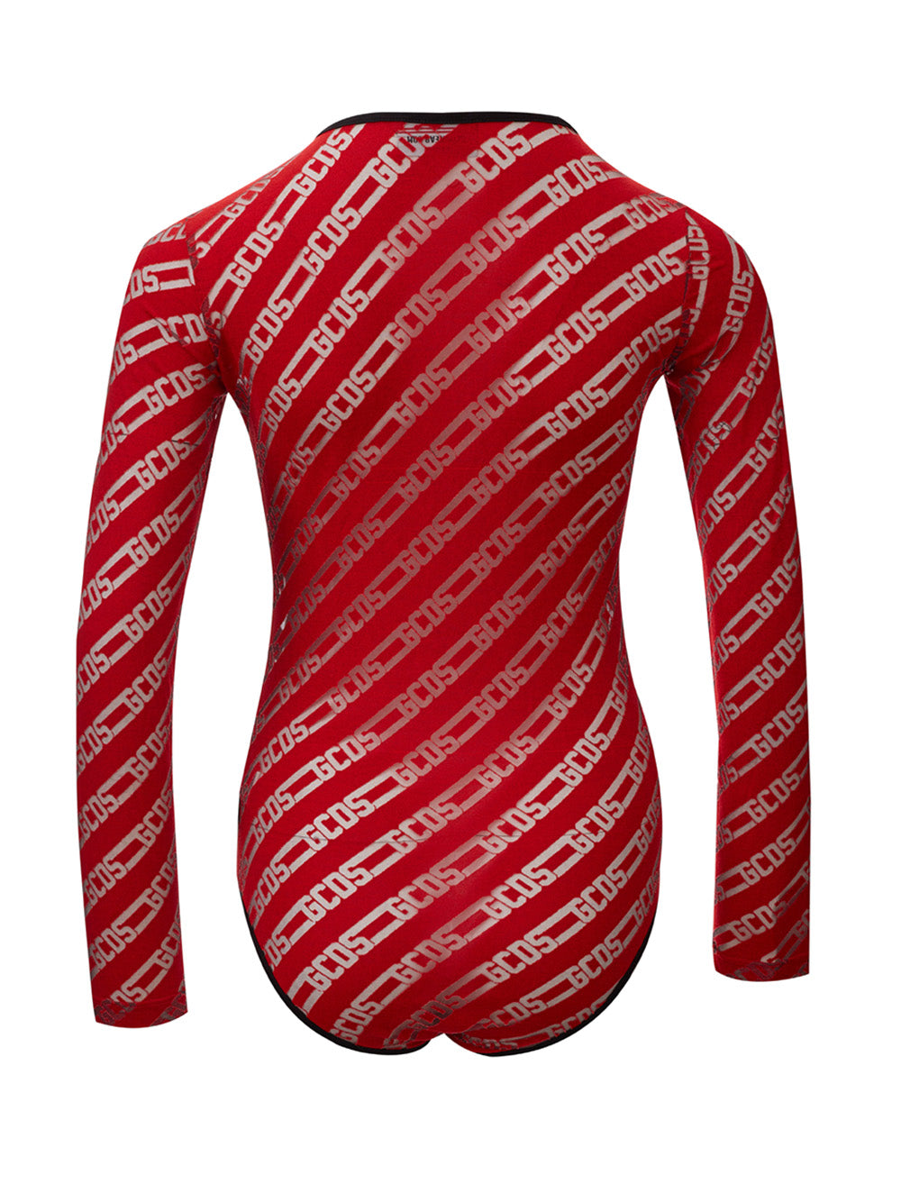 Red Viscose Bodysuit with Logo Allover