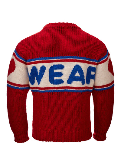 Red Oversized Wool Jumper with Front Logo