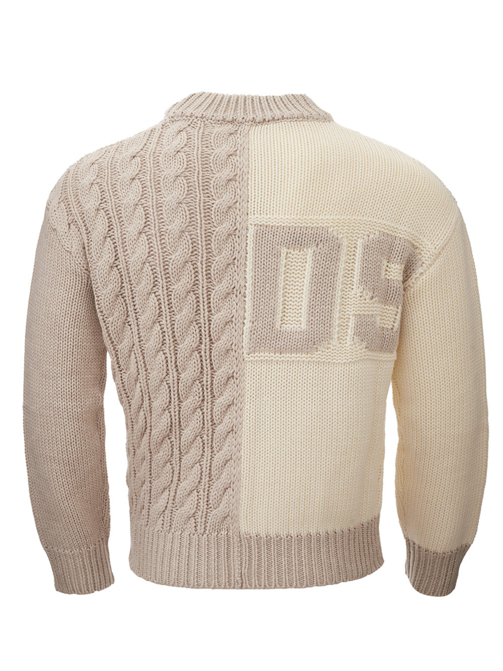 Wool Blend Hand Knitting Effect Jumper with Logo