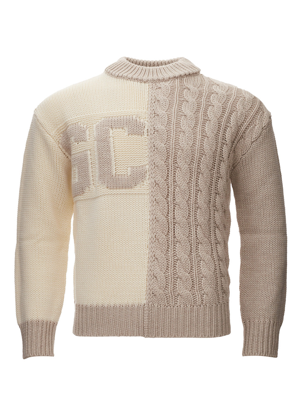 Wool Blend Hand Knitting Effect Jumper with Logo