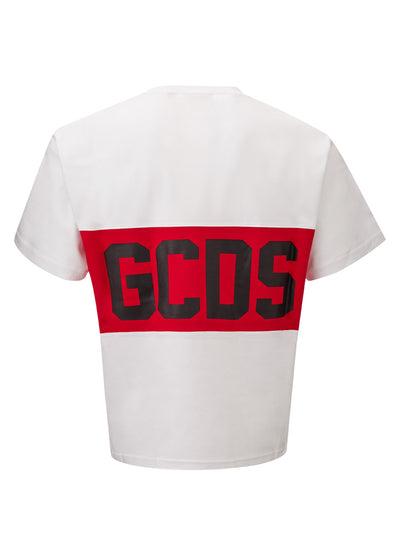 Oversized White Cotton T-Shirt with Red Logo