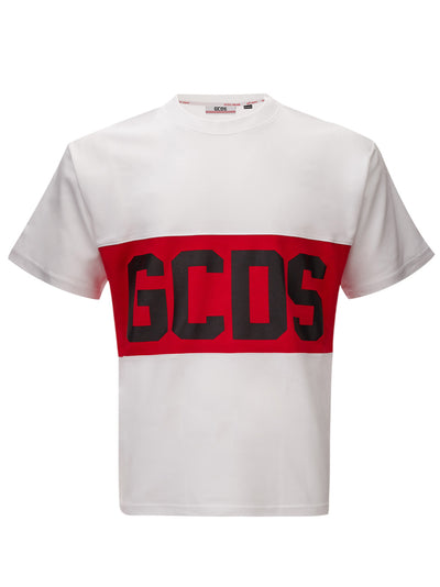 Oversized White Cotton T-Shirt with Red Logo