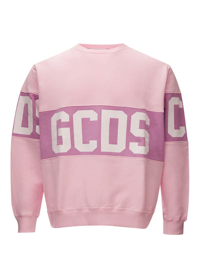 Pink Cotton Sweatshirt with Front Logo