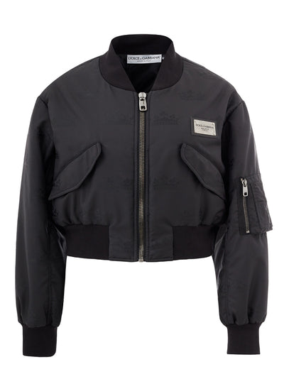 Cropped Quilted Bomber Jacket