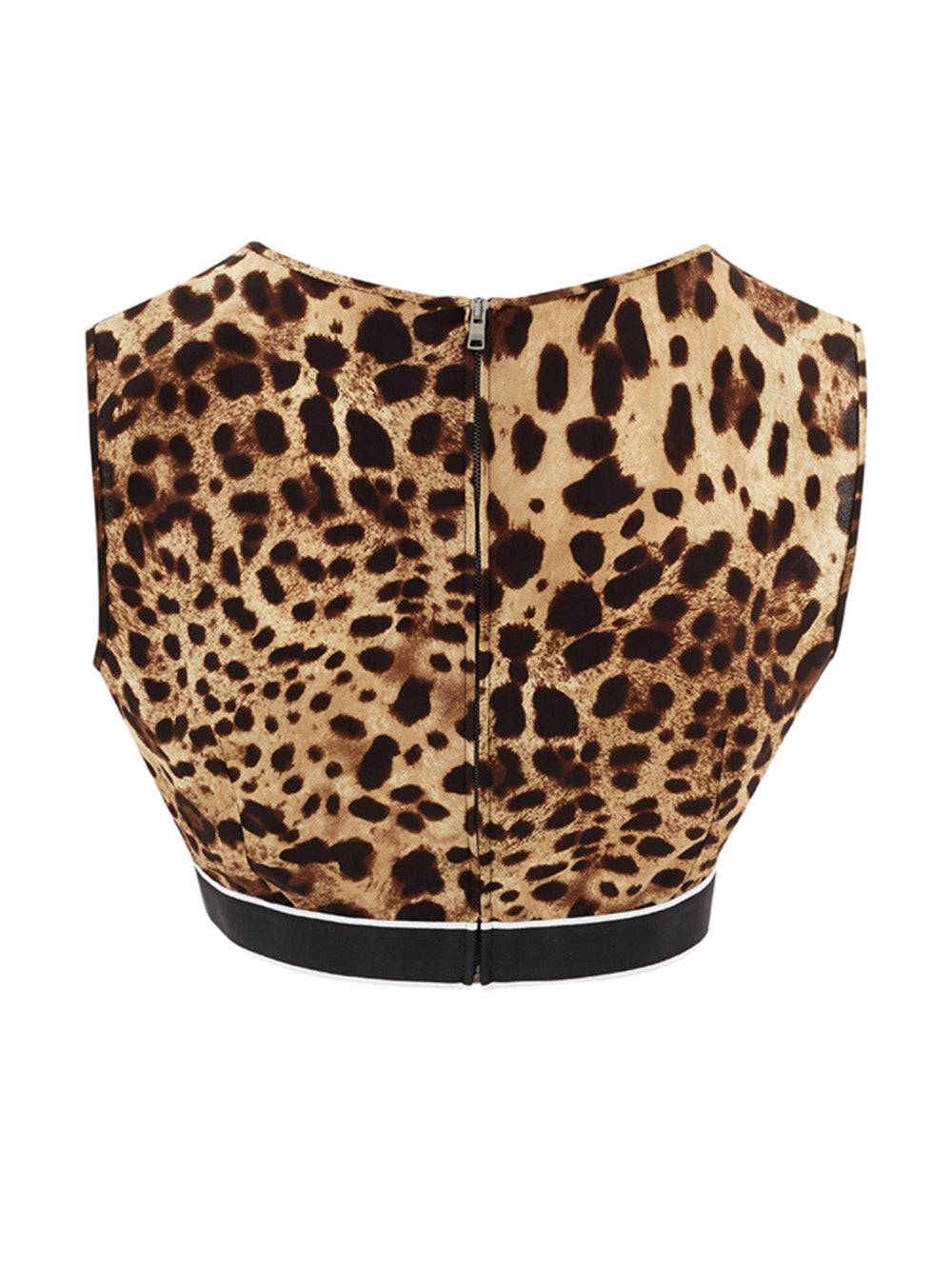 Brown Leopard Print Cropped V Neck Top