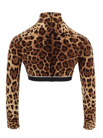 Turtle Neck Cropped leopard print Top