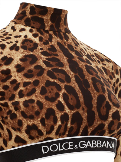 Turtle Neck Cropped leopard print Top