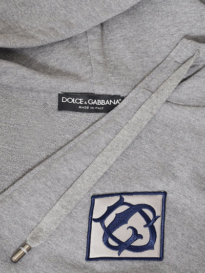 Grey Zipped and Hooded Sweatshirt with Logo