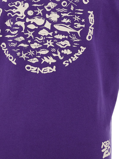 Purple Cotton T-Shirt with Front Print