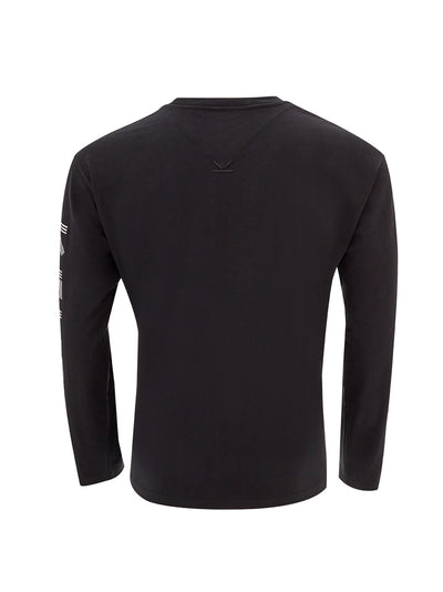 Black Cotton Long Sleeves T-Shirt with Logo