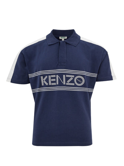 Blue Cotton Polo Shirt with Logo