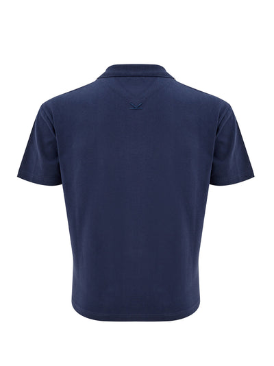 Blue Cotton Polo Shirt with Logo