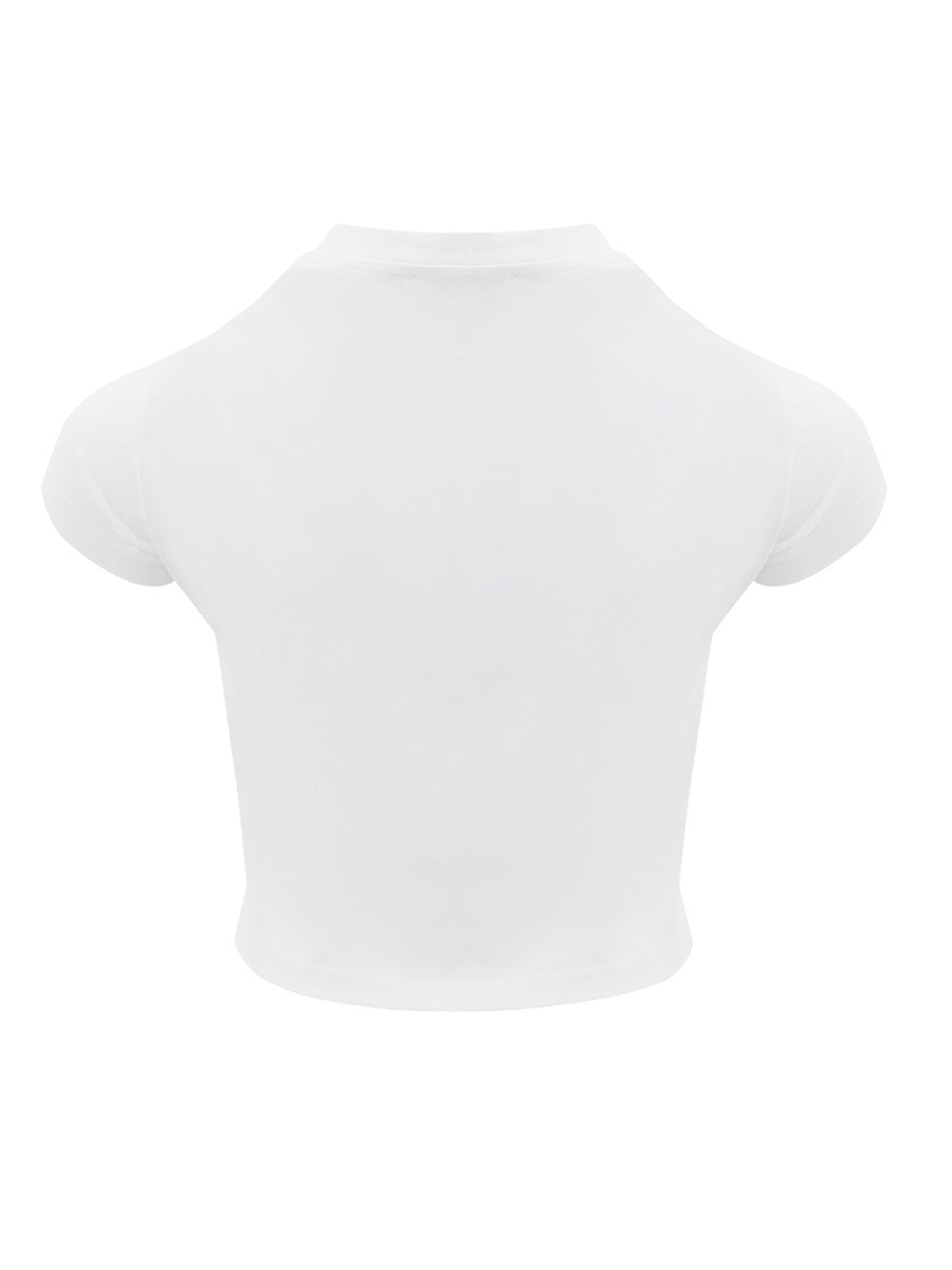 White Cropped T-Shirt with Front Print