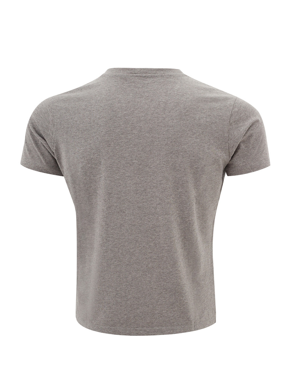 Grey Cotton T-Shirt with Front Multicolor Print