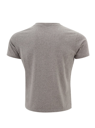 Grey Cotton T-Shirt with Front Multicolor Print