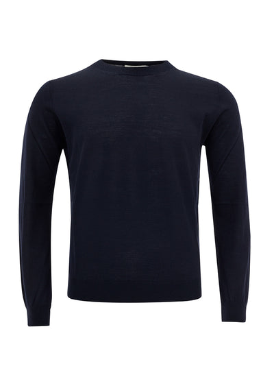 Basic Blue Round neck Wool Jumper